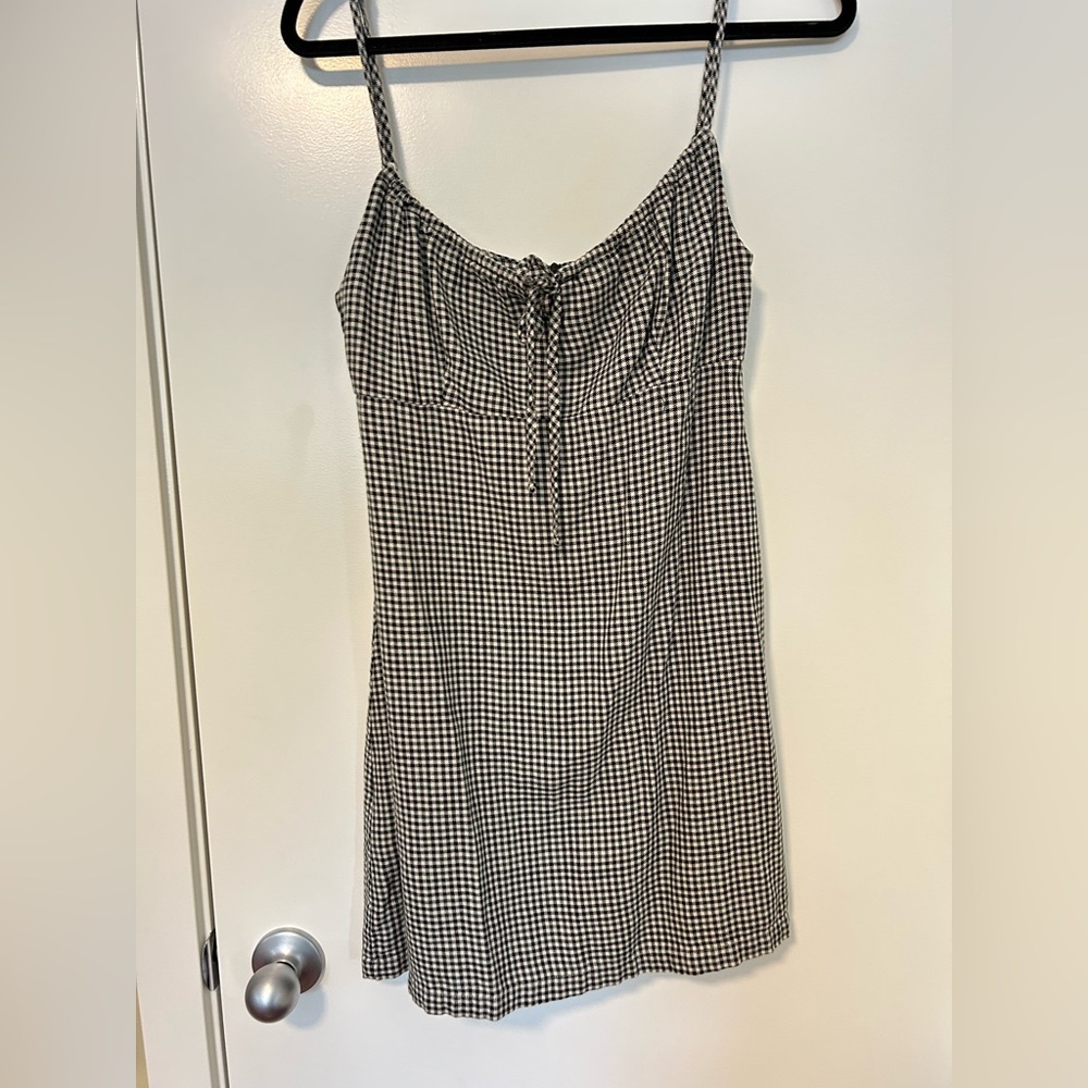 Afends Black and White Checkered Mini Dress